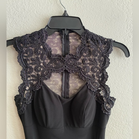 Cache Black Sheath Halter Lace Cocktail Dress 0 - Picture 7 of 15